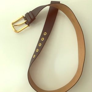 Black Prada belt with gold hardware